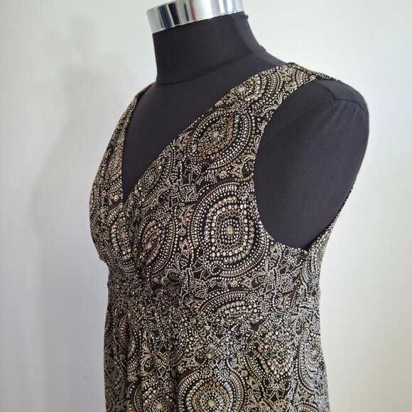 Fit & Flare Lined Netting Dress Size M Wrap Top Sleeveless Smocked Elastic Waist - Picture 3 of 15